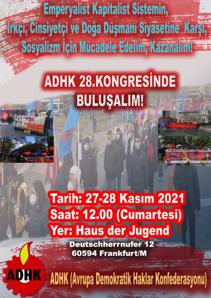 ADHK, 28. Kongresini 27-28 Kasım 2021 Tarihlerinde Frankfurt’ta Yapacak