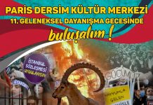 Paris Dersim Kültür Merkezi 11. Geleneksel Dayanışma Gecesinde Buluşalım!