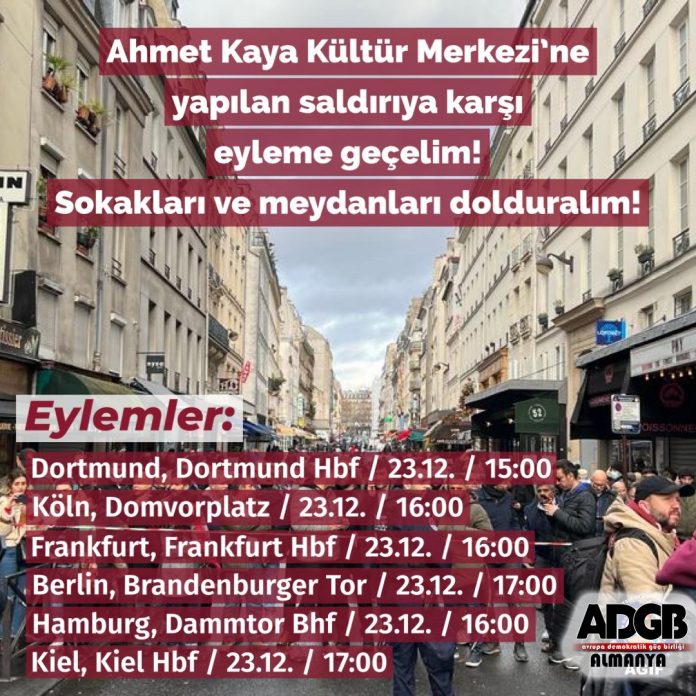 ADHF; Paris’teki Faşist ve Irkçı Terör Saldırısını Lanetliyoruz!